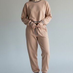 Roller Rabbit Women’s Pink Knit Pajama Set Top and Bottom Size Small